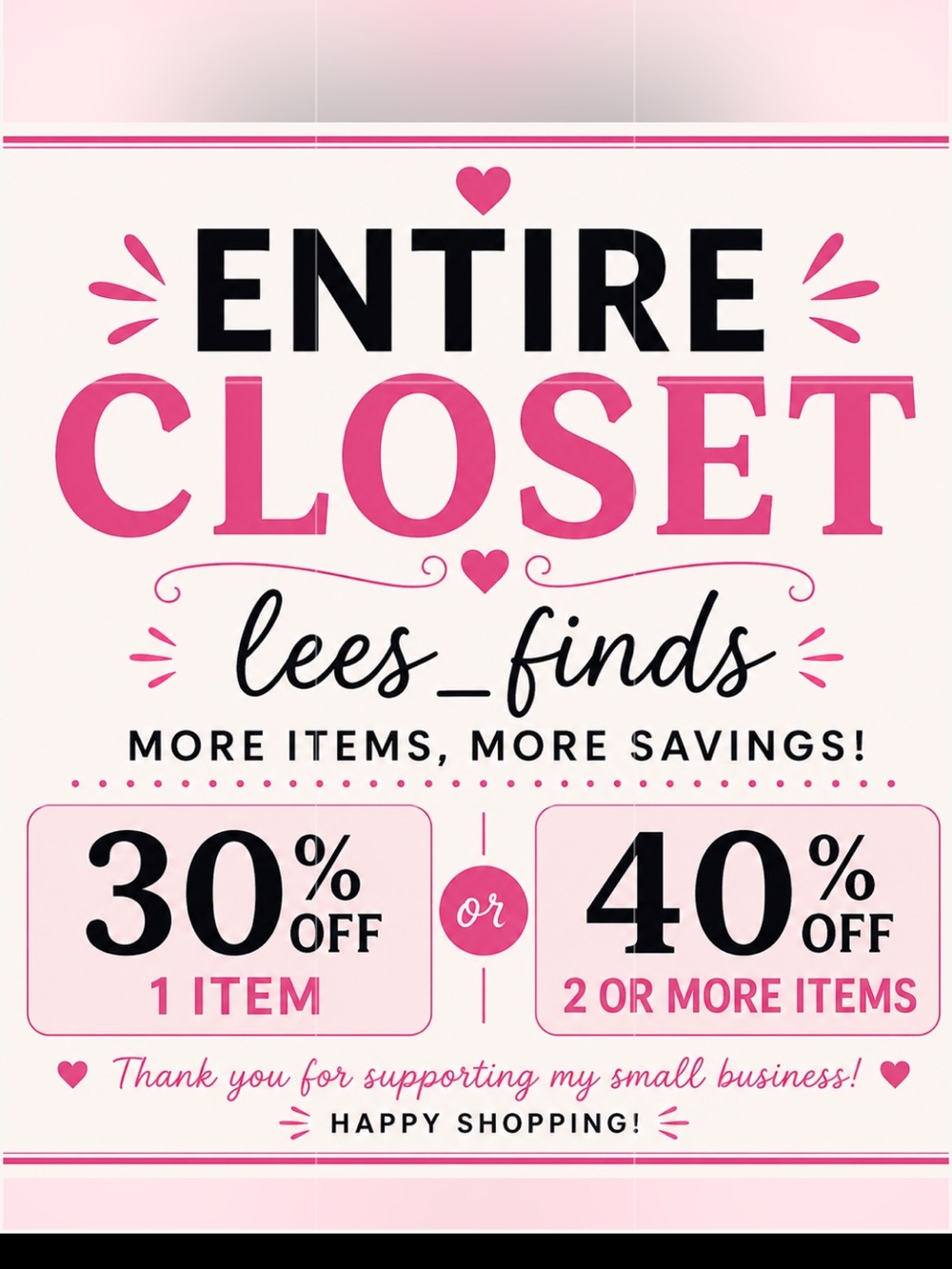 Closet-Wide Sale at lees_finds! Limited Time Only.